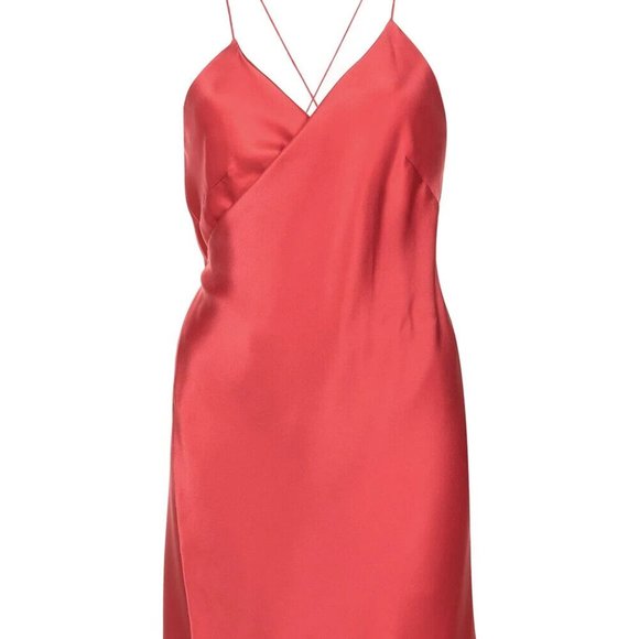 Michelle Mason Little Red Dress Wrap Minidress in Scarlet Silk - Picture 3 of 14